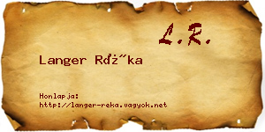 Langer Réka névjegykártya
